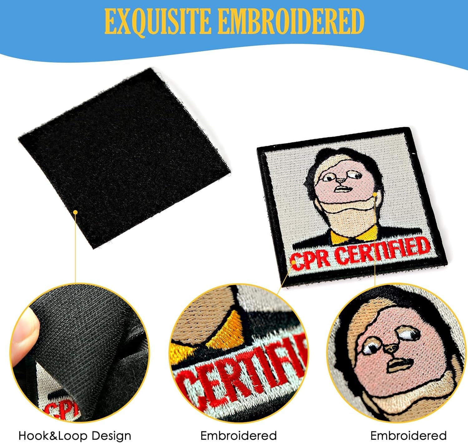 CPR Certified Patch, 1 Pc Embroidered Morale Patch with Hook Fastener Backing, Funny Meme Patches for Backpacks, Vests, Jackets, Jeans, Hats