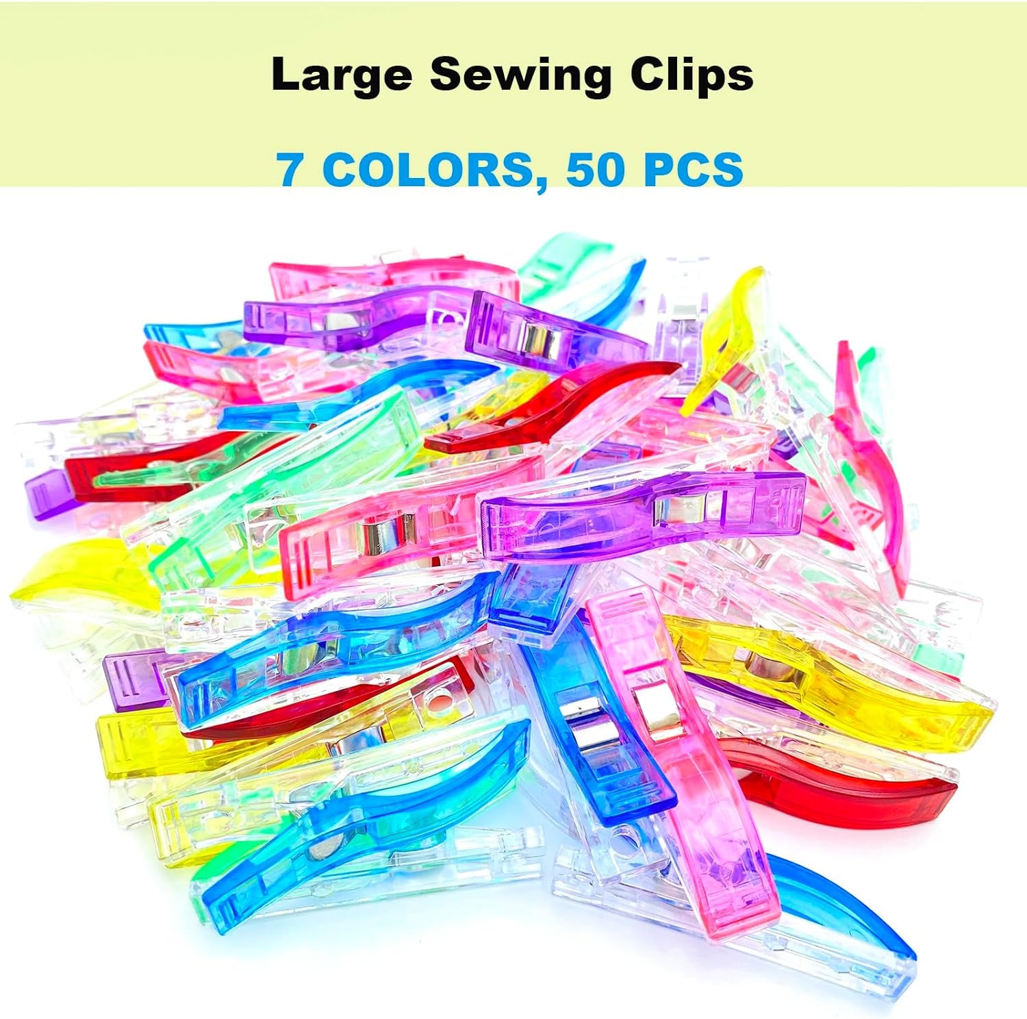 Large Sewing Clips Fabric Clips 50PCS Jumbo Quilt Clips for Quilting Assorted Colors, Multipurpose Plastic Clips Craft Clips Sewing Supplies Quilting Accessories Crafting Tools