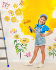 8 Pieces Sunflower Butterflies Painting Stencils for Painting on Wood Flower Butterfly Stencil Kit for Painting on Wall Canvas You Are My Sunshine Reusable Plastic Template for Door Home Decoration