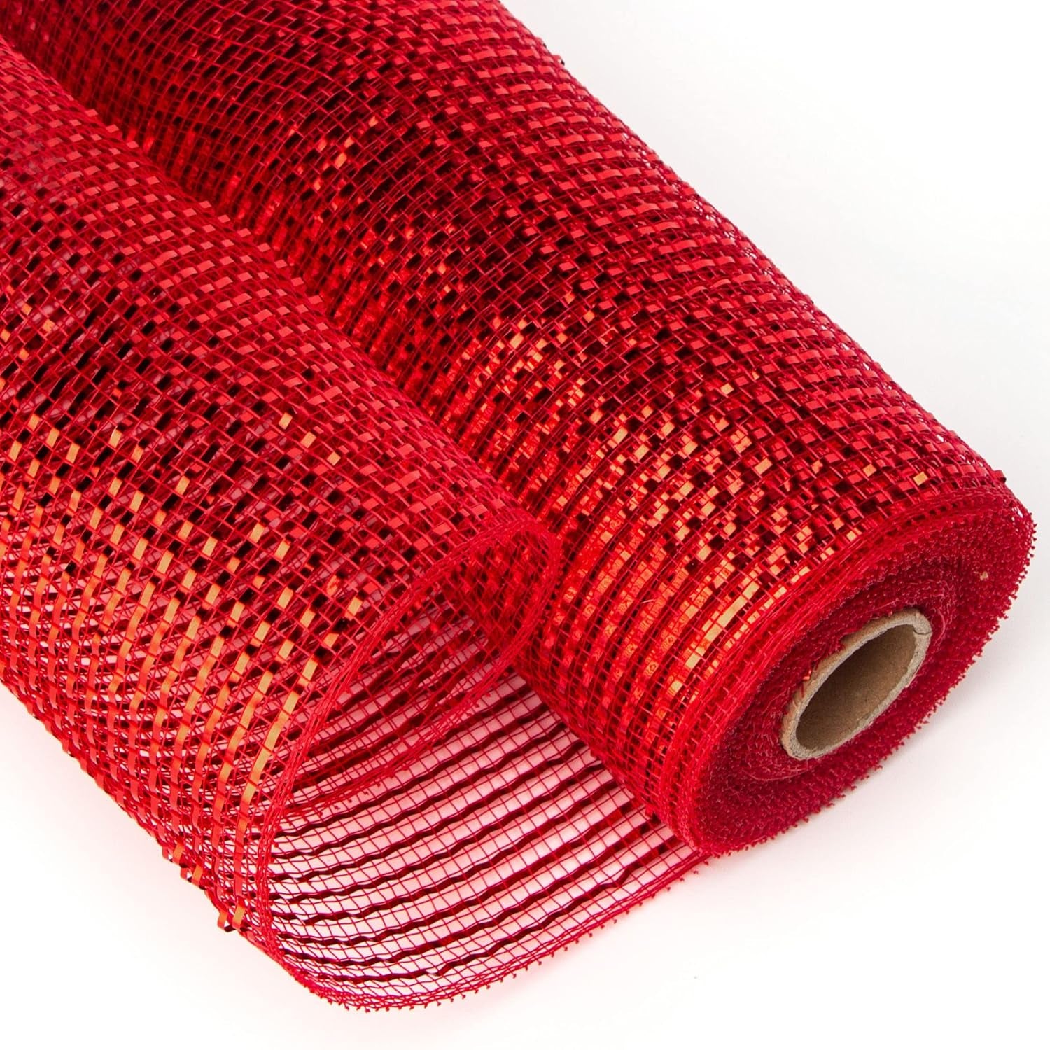 Red Deluxe Metallic Mesh Ribbon,10 Inch X 30 Feet(10Yard), Red with Deluxe Red Wide Foil, Christmas Ribbon for Wreath Swags and Christmas Tree