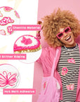10Pcs Pink Preppy Iron on Patches for Girls Y2K Chenille Embroidered Repair Patch Hanging Lip Lightning Bolt Leopard Face DIY Accessories Sew on Applique for Backpack Clothes Hats Dress Jackets Jeans