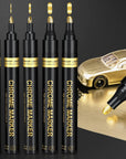 5 Liquid Gold Paint Pens for Art, Mirror Chrome Marker, Reflective Gloss Permanent Marker, Touch up Repair Paint Pen for Model, Wood, Rock, Glass, and Christmas Ornaments Craft (2-3Mm / 1Mm / 1-3Mm)