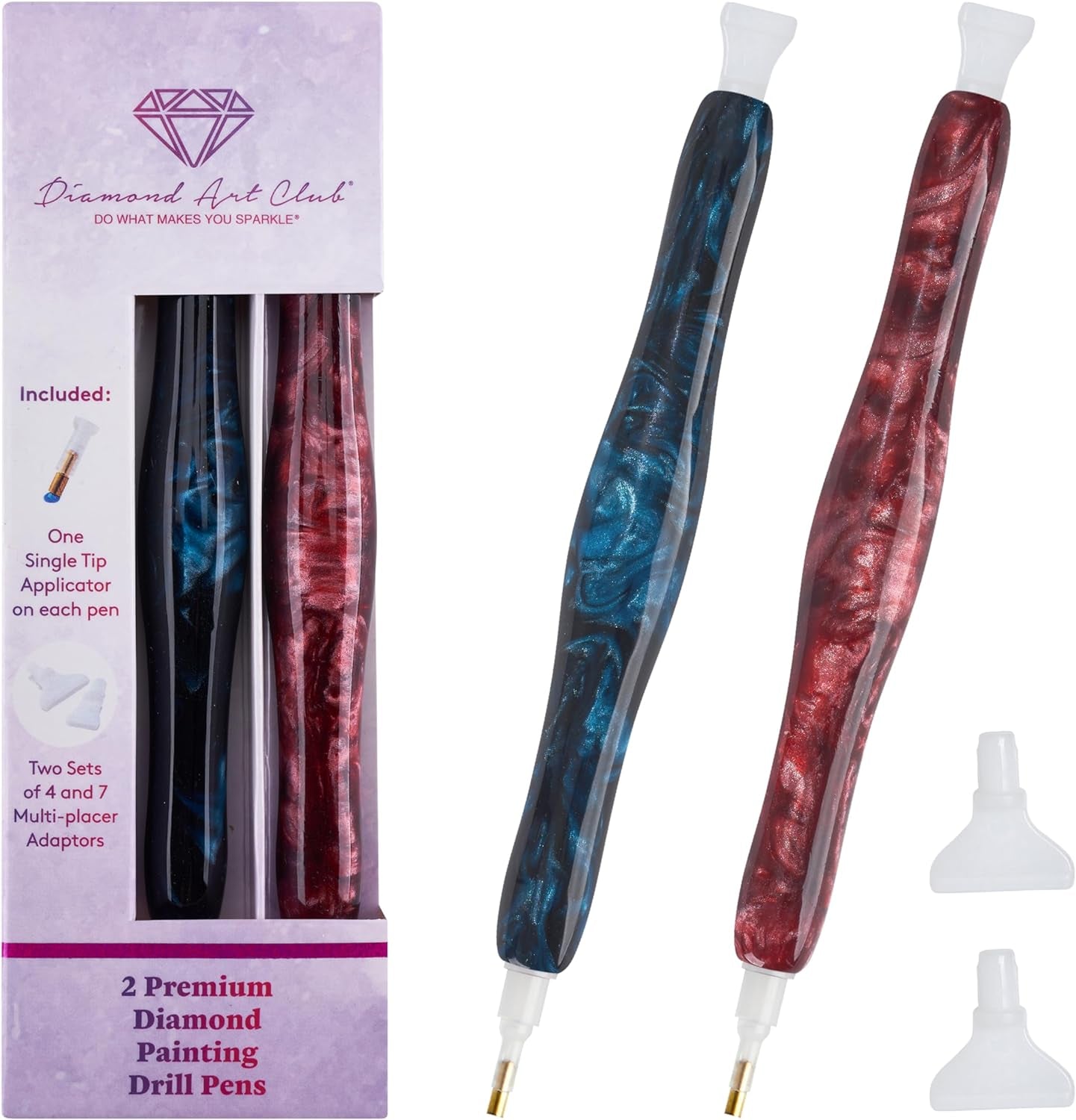Premium Drill Pen, Comfortable Diamond Painting Pen, Diamond Art Accessories and Tools, 2 Pack, Frosted Red Velvet & Blue Licorice Swirl