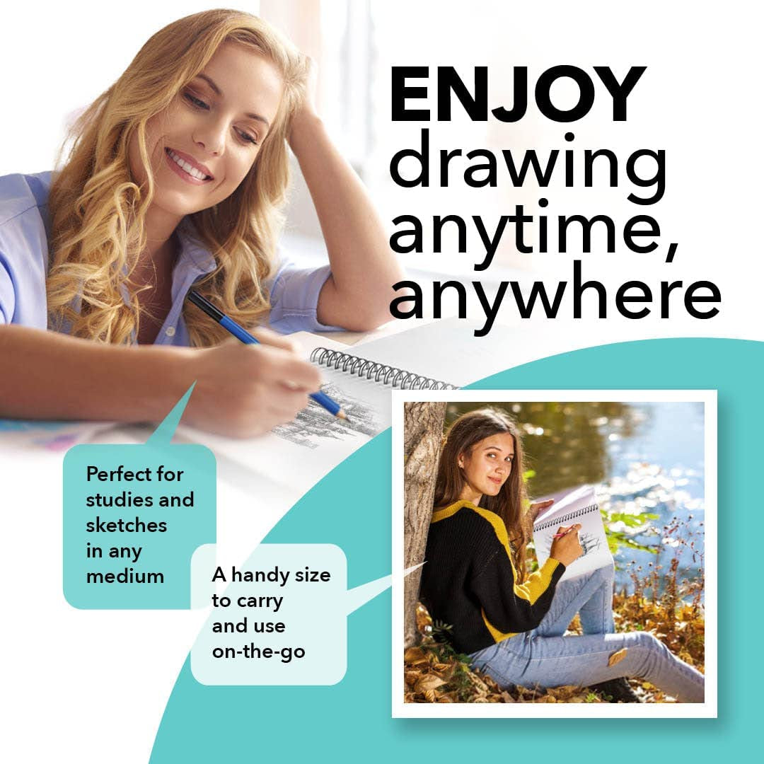 Premium Sketch Book 9In X 12In | Double Sketch Pad Pack | 200 Sheets of Quality 90Gsm Paper | for Adult Artists and Learners | Spiral Bound for Versatility