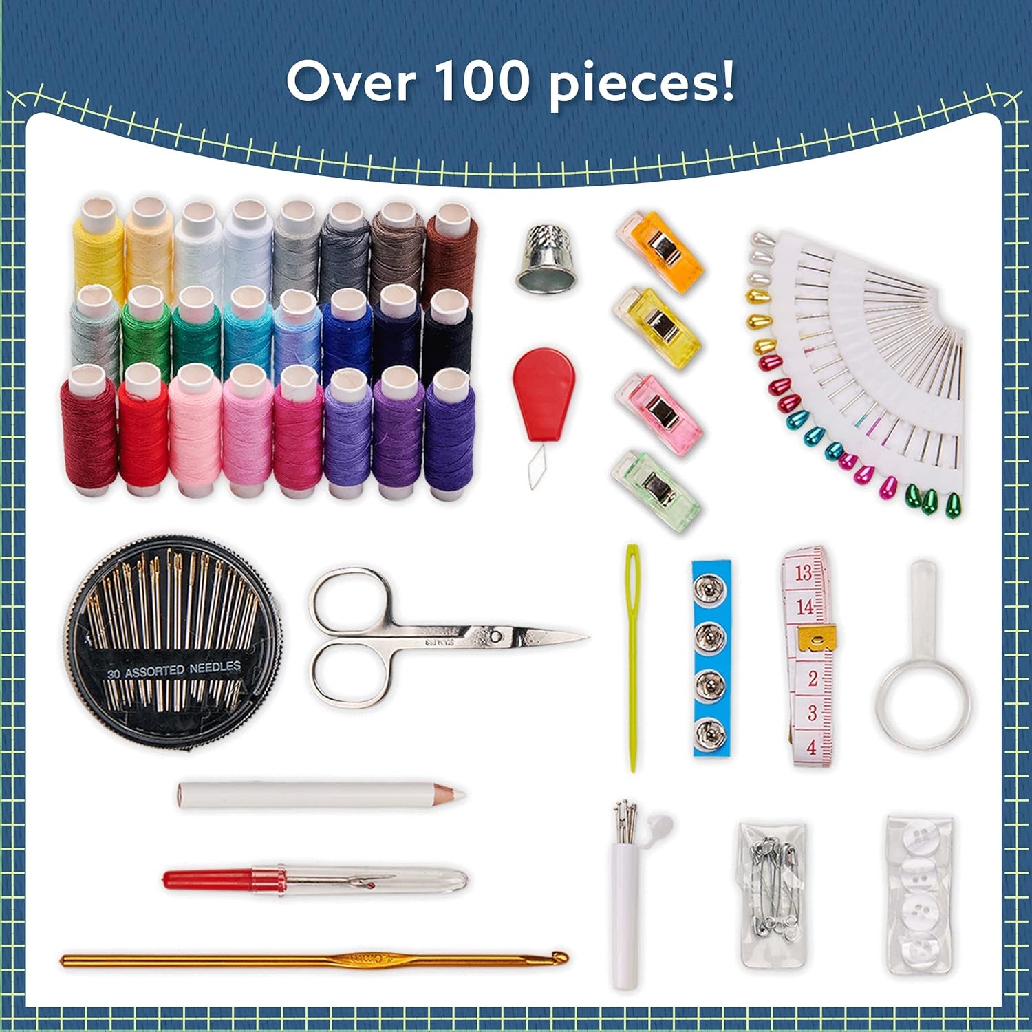 Sewing Kit for Adults and Kids - Small Beginner Set W/Multicolor Thread, Needles, Scissors, Thimble &amp; Clips - Emergency Repair and Travel Kits - Sewing Accessories and Supplies