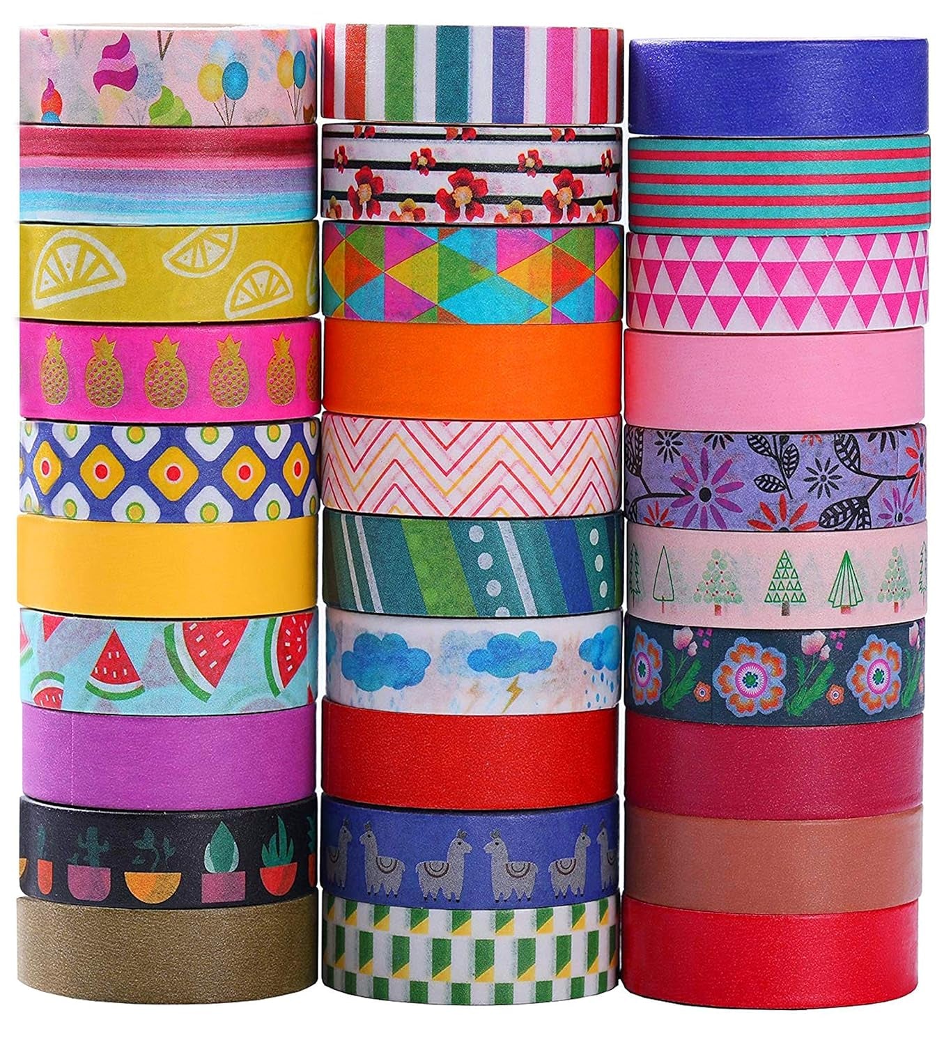 30 Rolls Washi Tape Set - 10Mm Wide, Colorful Flower Style Design, Decorative Masking Tape for DIY Craft Scrapbooking Gift Wrapping
