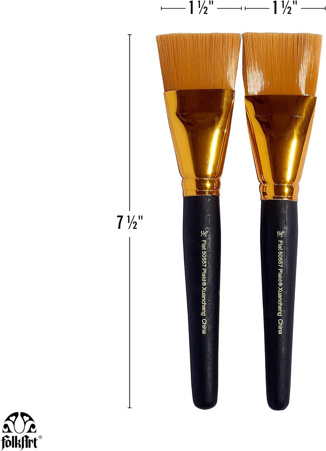 50557E Flat Brush, (2-Piece), Gold Taklon