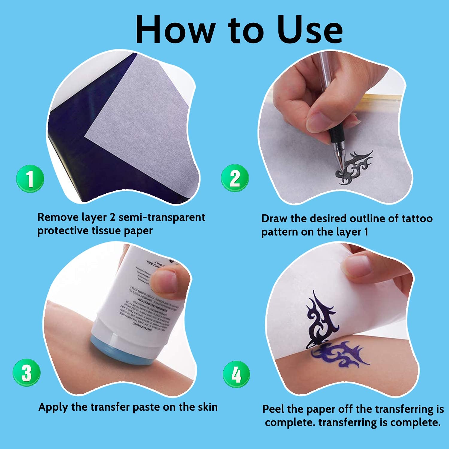 Tattoo Transfer Paper - 40 PCS Tattoo Stencil Paper, 4 Layers 8.5" X 11" A4 Size Tattoo Thermal Stencil Paper for Tattoo Transfer Kit Tattoo Supplies