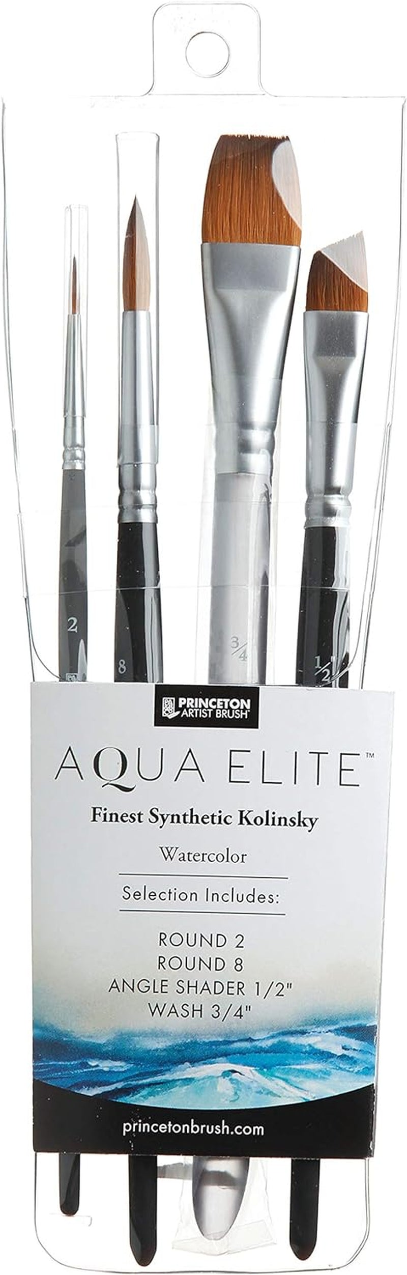 Artist Elite, Brushes for Watercolor Series 4850, 4 Piece Professional Set 400, Matte Black