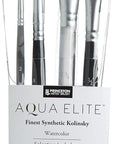 Artist Elite, Brushes for Watercolor Series 4850, 4 Piece Professional Set 400, Matte Black