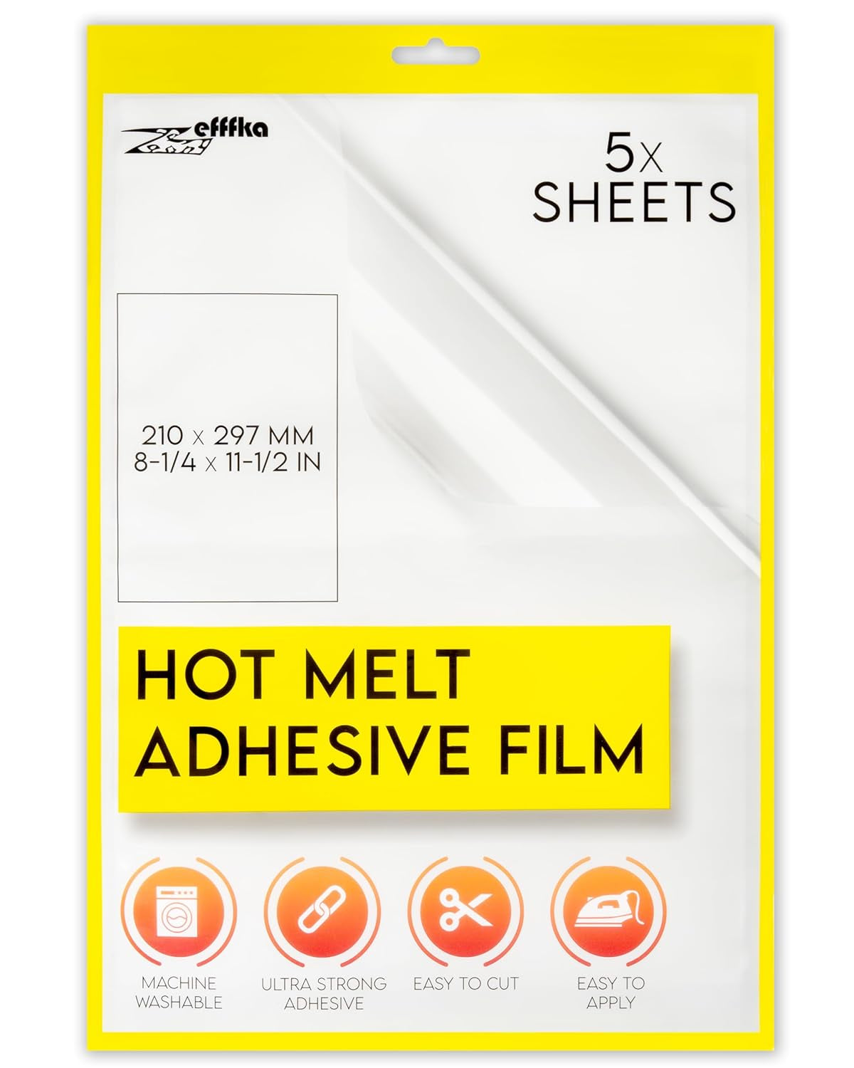 Hot Melt Adhesive Film Fabric Repair Iron-On Patch Hemming Decorating Clothing Fix Crafts Labeling Durable Washable Easy Application for Textiles Five Large Sheets for Multiple Uses
