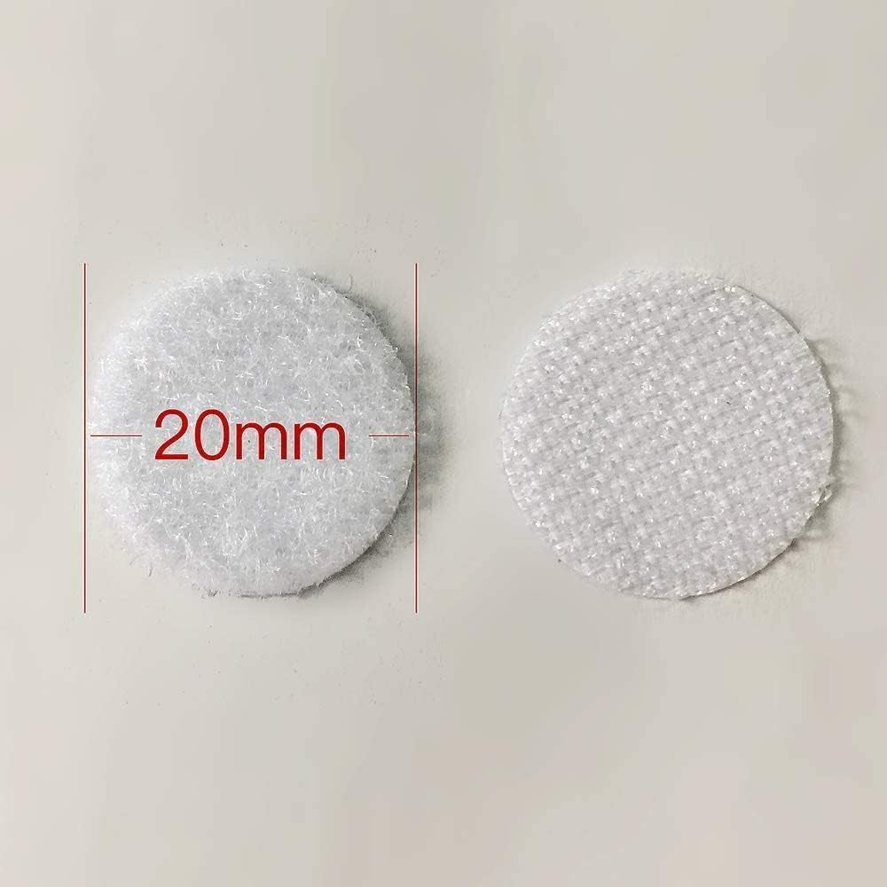 (500 Pair Sets) 3/4Inch 20Mm Diameter Sticky Back Coins Hook & Loop Self Adhesive Dots Tapes (White)