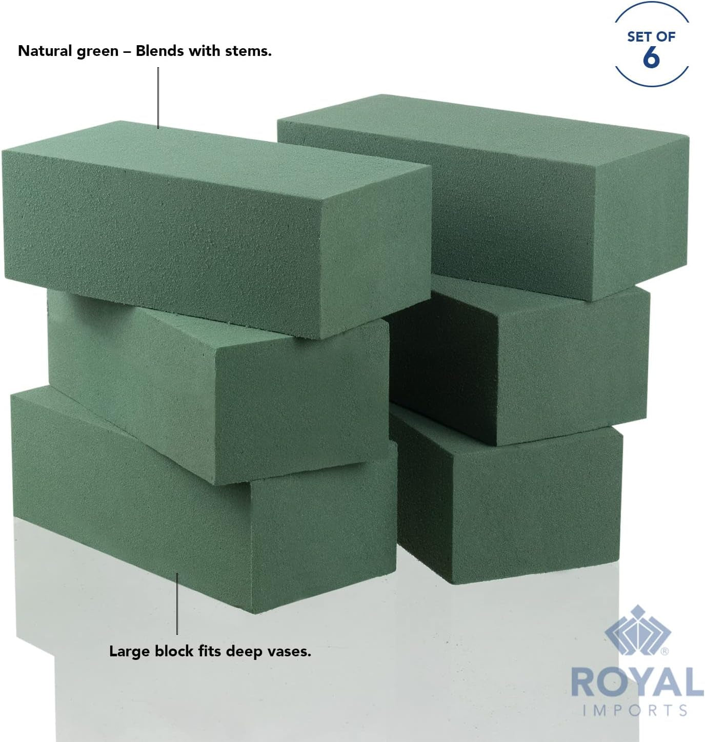 Floral Foam Blocks Wet Dry for Fresh or Artificial Flower Arrangements, Florist Styrafoam Bricks, 6 Pcs, Green