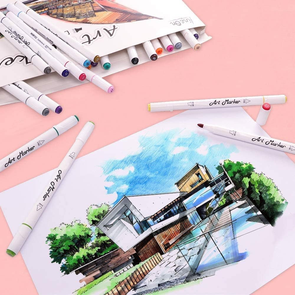 Dual Tip Alcohol Based Art Markers,  30 Colors Alcohol Marker Pens Perfect for Kids Adult Coloring Books Sketching and Card Making