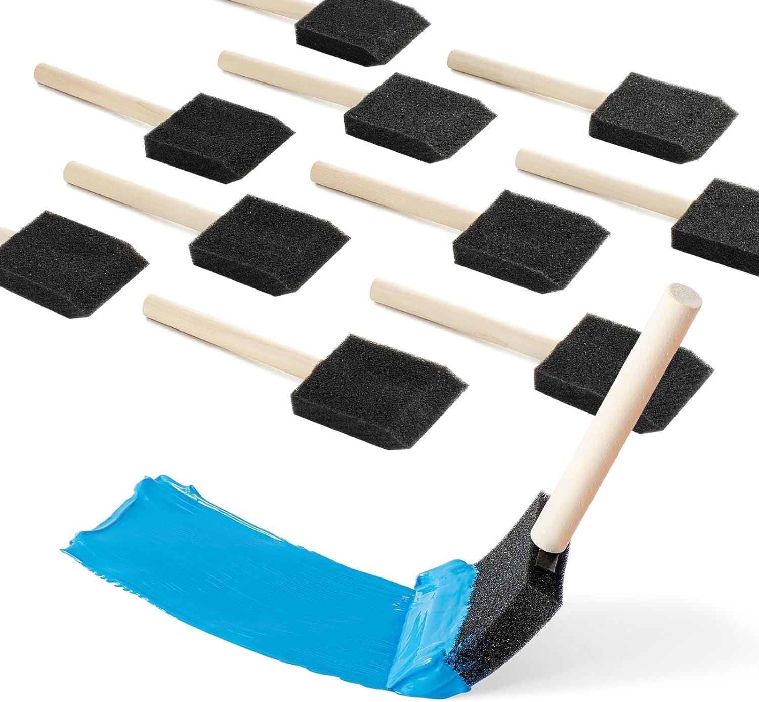 5 Pcs Foam Paint Brushes, 2 Inch Foam Brush, Wood Handle Foam Brushes for Staining, Sponge Paint Brush, Foam Brushes for Staining, Varnishes, and DIY Craft Projects