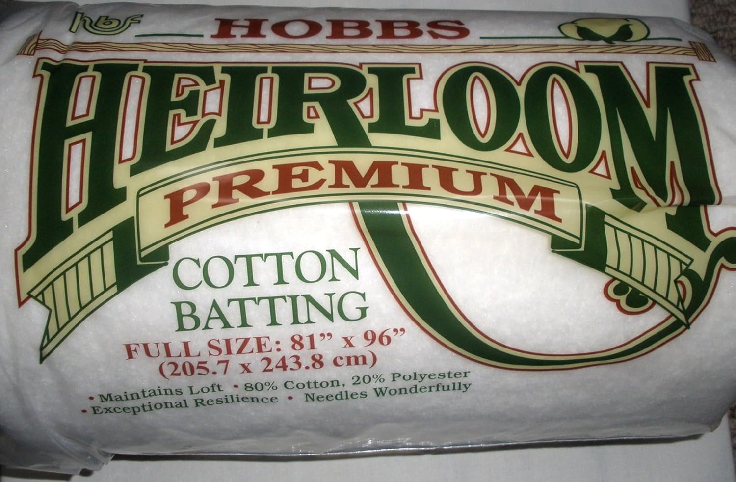HL72 Batting Heirloom Premium Cotton Blend, 72" X 90"