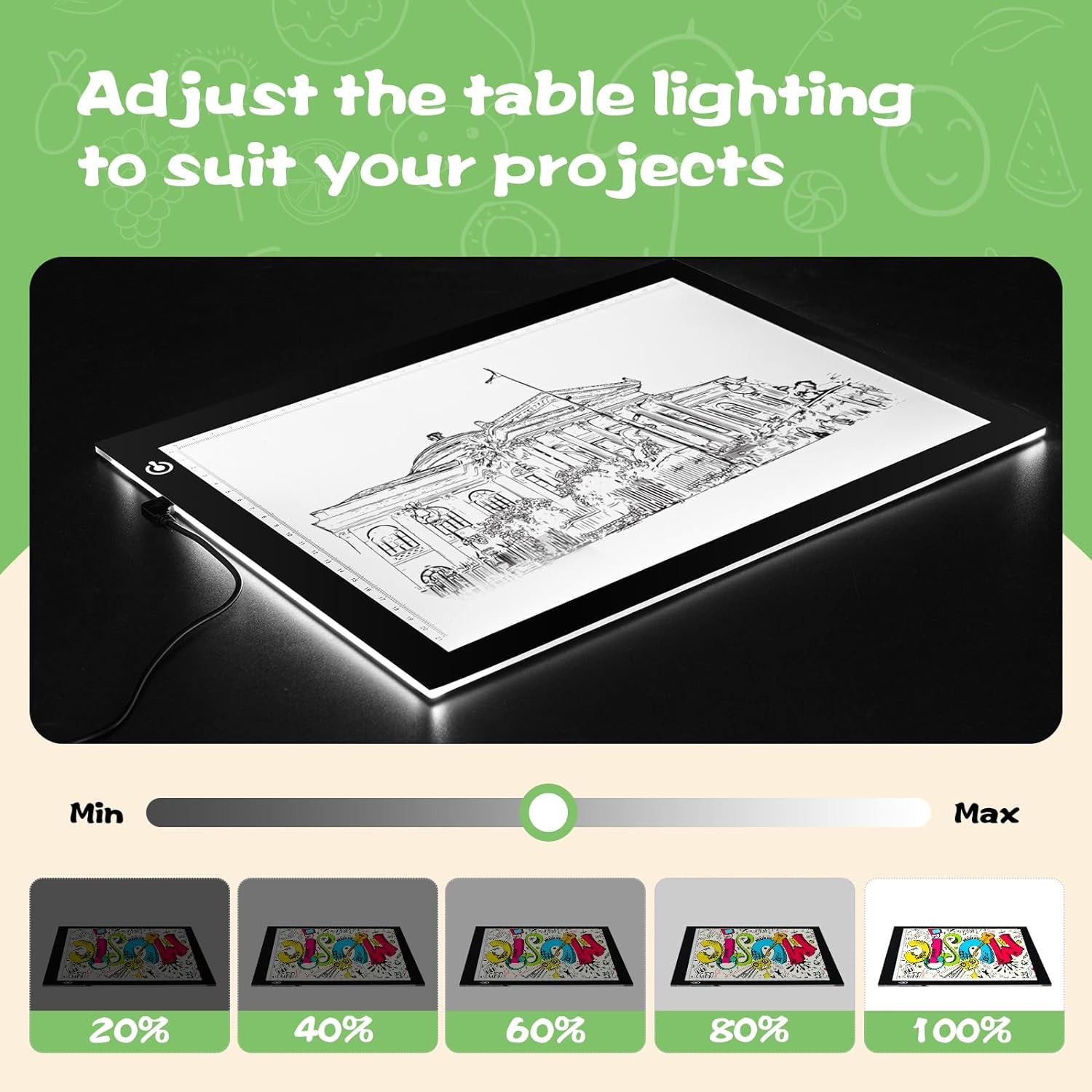 A4 LED Light Tracing Box Pad, Adjustable 9X12 Inch USB Powered Artcraft Portable Light Copy Board for Tattoo Transferring Artists DIY Drawing Diamond Art Sketching