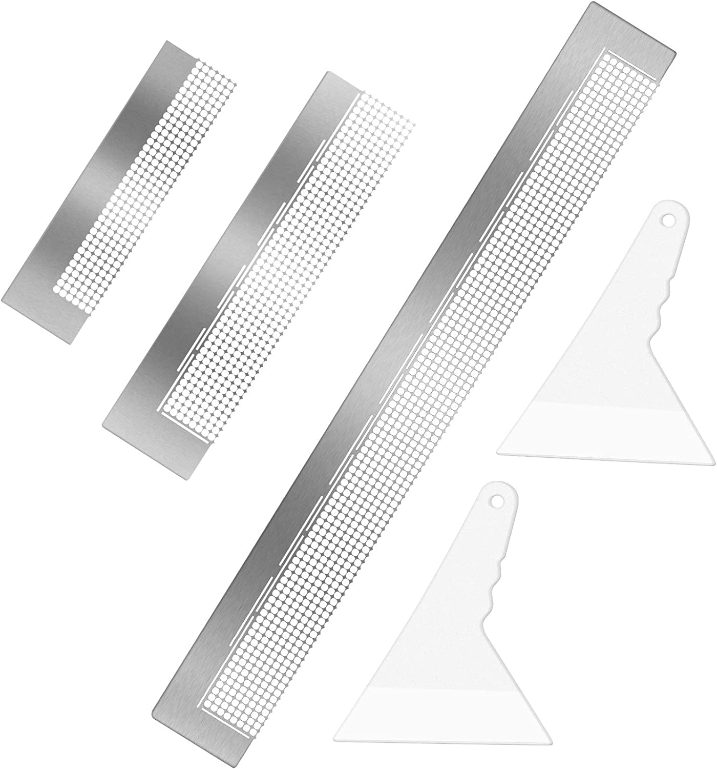 3 Pieces Diamond Painting Ruler Stainless Steel Diamond Mesh Ruler 5D Diamond Ruler Tool with 216, 400 and 800 Blank Grids, 2 Pieces Diamond Painting Fix Tool for DIY Diamond Painting Kits