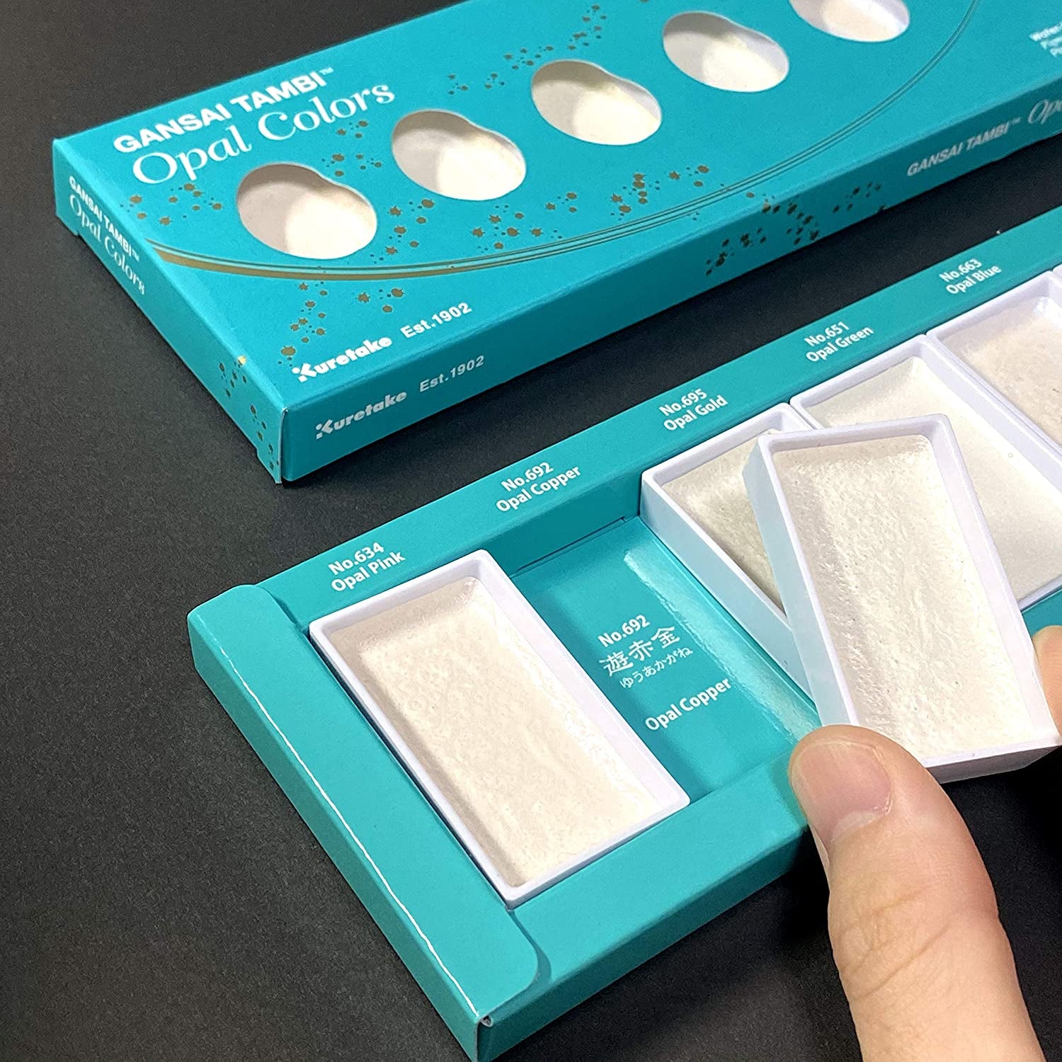 GANSAI TAMBI OPAL COLORS, 6 Colors Set, Watercolor Paint for Professional, for Artists and Crafters,Illustrations, Drawing, Lettering, Made in Japan