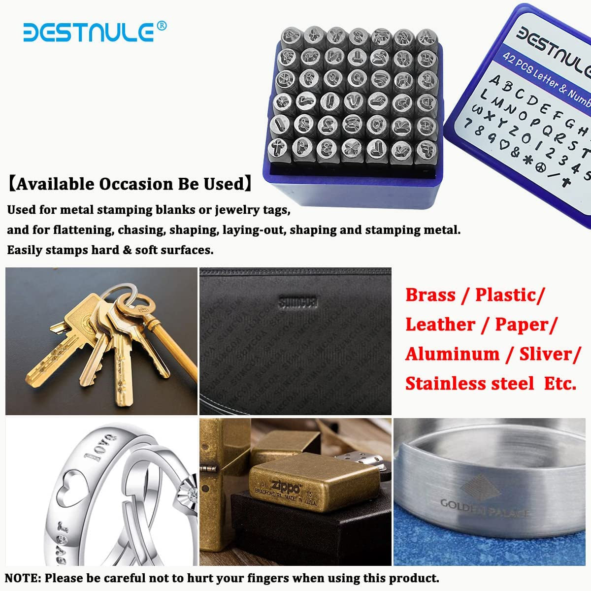 42PCS Metal Stamping Kit, Number and Letter Stamp Set (A-Z, 0-9 And&amp;,Love Symbol), Industrial Grade Hardened Carbon Steel, Perfect for Imprinting Metal, Wood,Leather (1/8", 3MM)