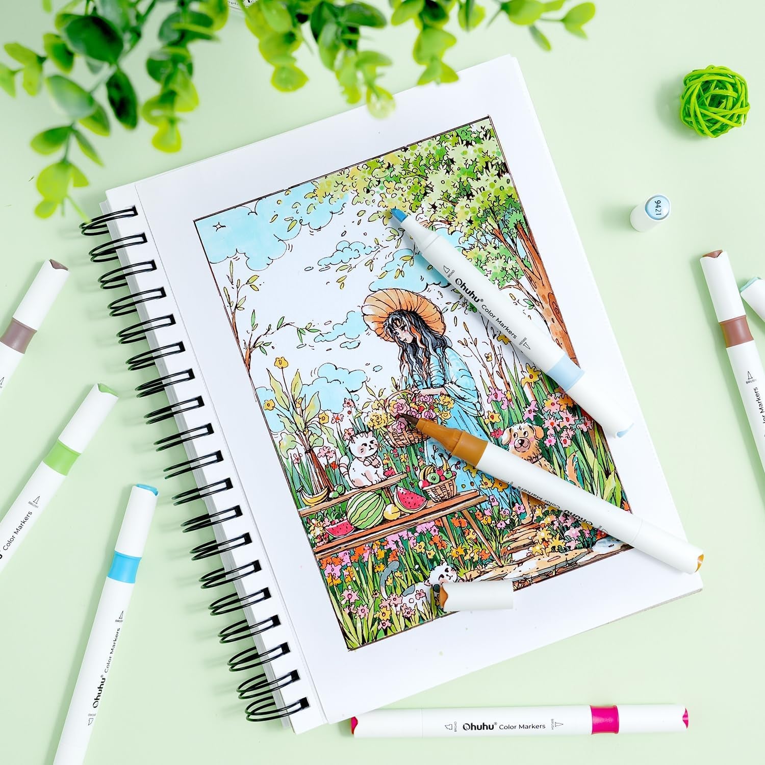 Markers for Adult Coloring Books: 64 Colors Art Markers Dual Brush Chisel Tips Drawing Pens Water-Based Coloring Markers for Kids Adults Calligraphy Sketching Bullet Journal with Storage Case