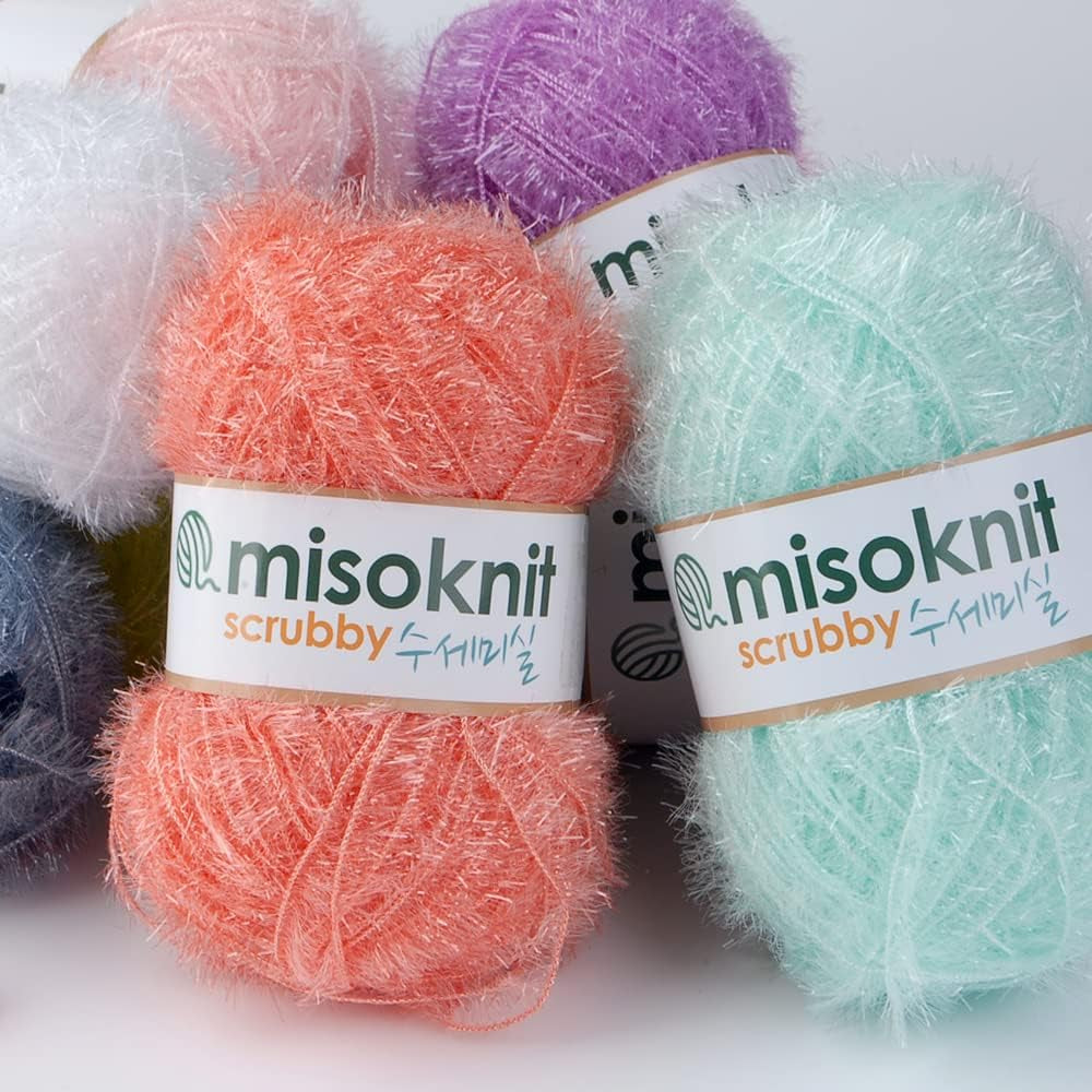 Pastel Scrubby Yarn for Dishcloths Crocheting 10 Skeins Package (Type B) - Polyester 100%, 1.4Oz(40G) Each, 98 Yards per Skein