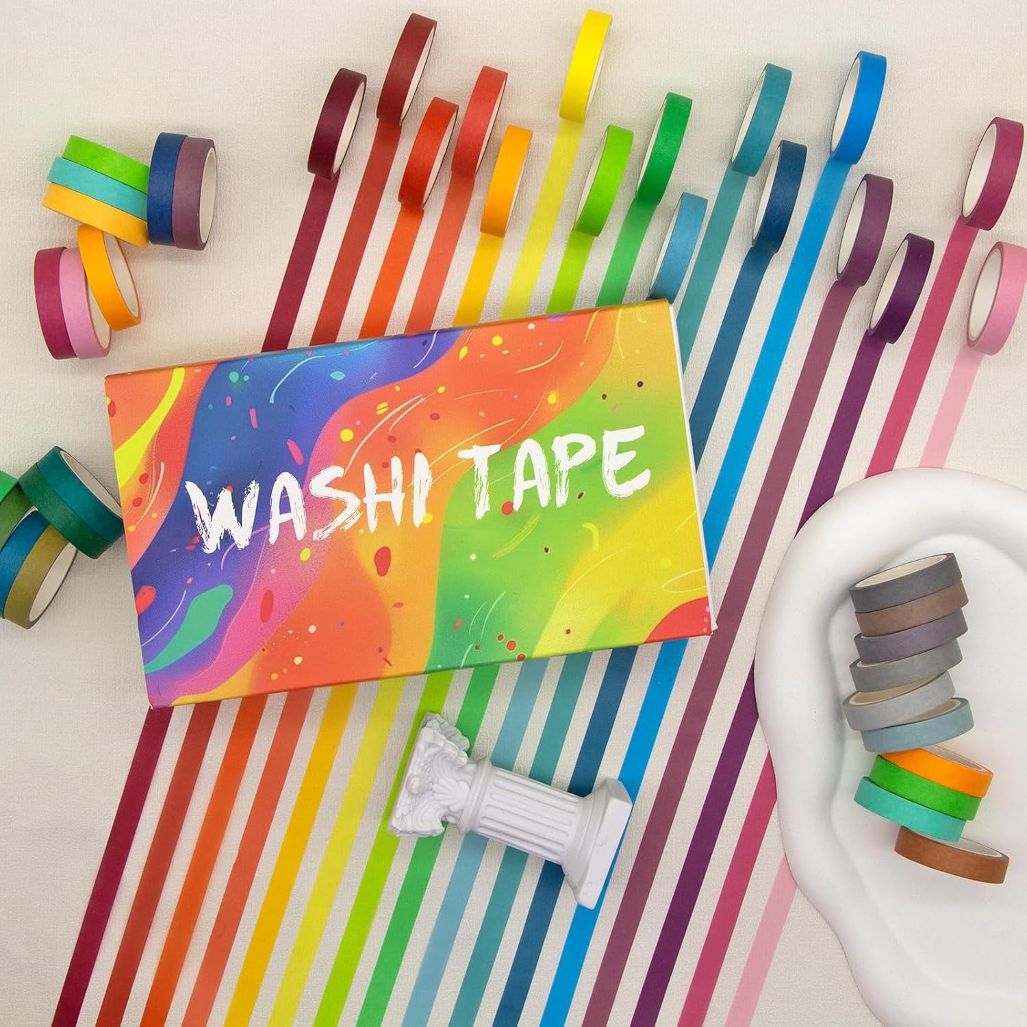 40 Rolls Washi Tape Set, Decorative Masking DIY Plain Washi Tapes for Children and Gifts Warpping (MIX)