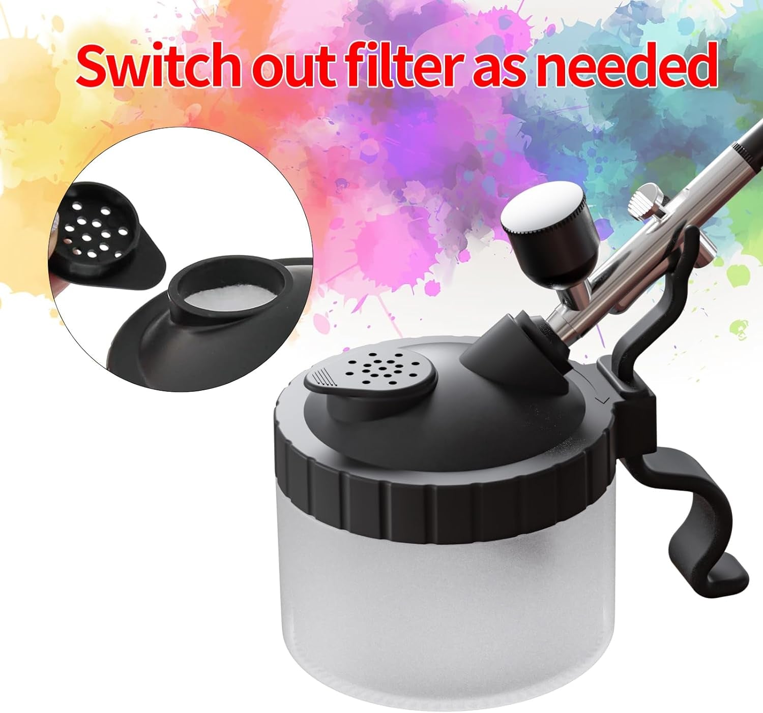 Airbrush Kit with Brush Cleaner Solution Airbrush Cleaner Kit Airbrush Holder Stand Airbrush Cleaning Pot Airbrush Spray Cleaning Efficient Cleaning of Airbrushes (Black)