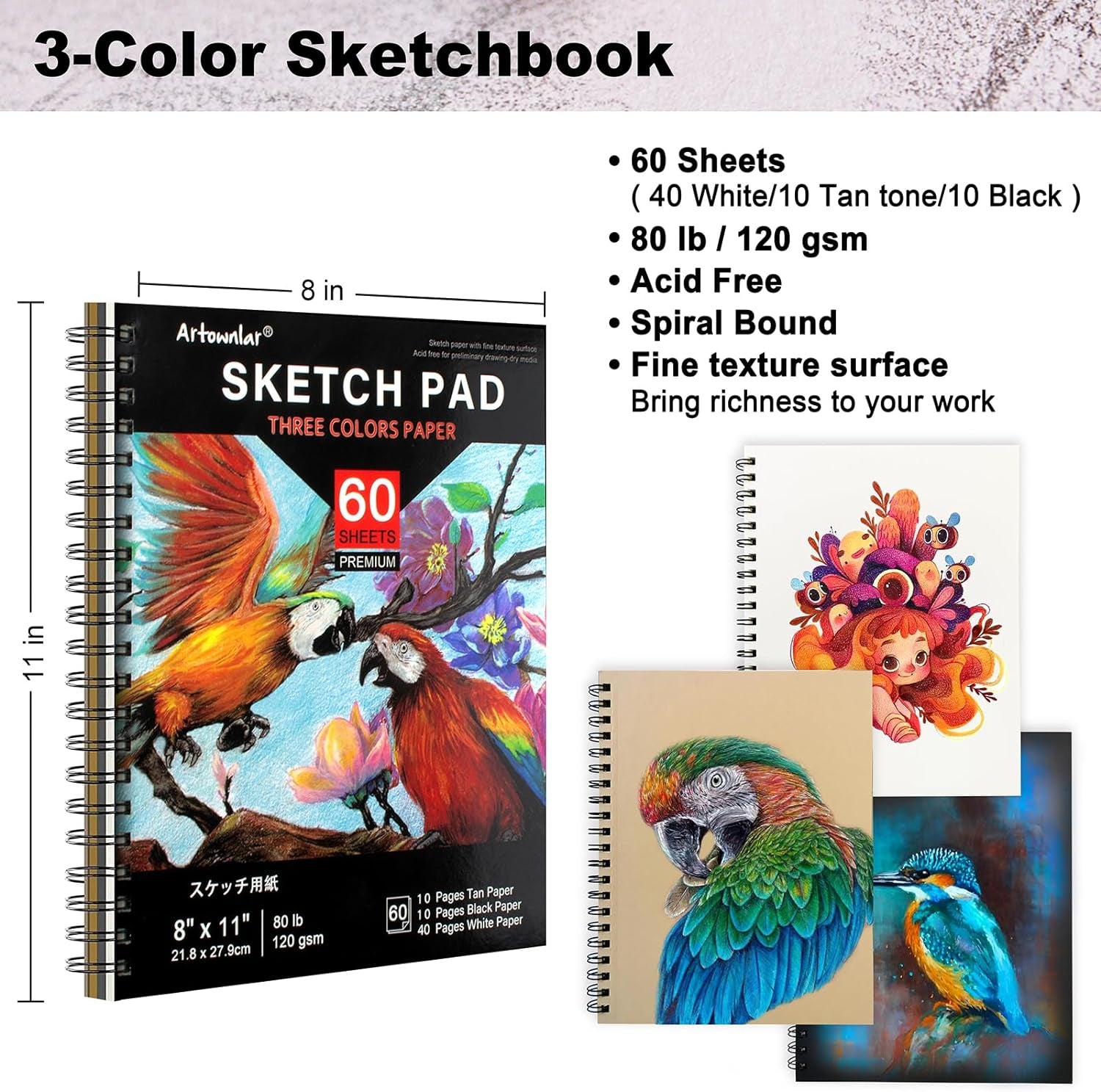 72 Pack Drawing Sketching Set with 8X11" Sketchbook | Pro Art Supplies Kit for Artist Adults Teens Beginner | Graphite Charcoal, Watercolor & Metallic Colored Pencils in Gift Case.