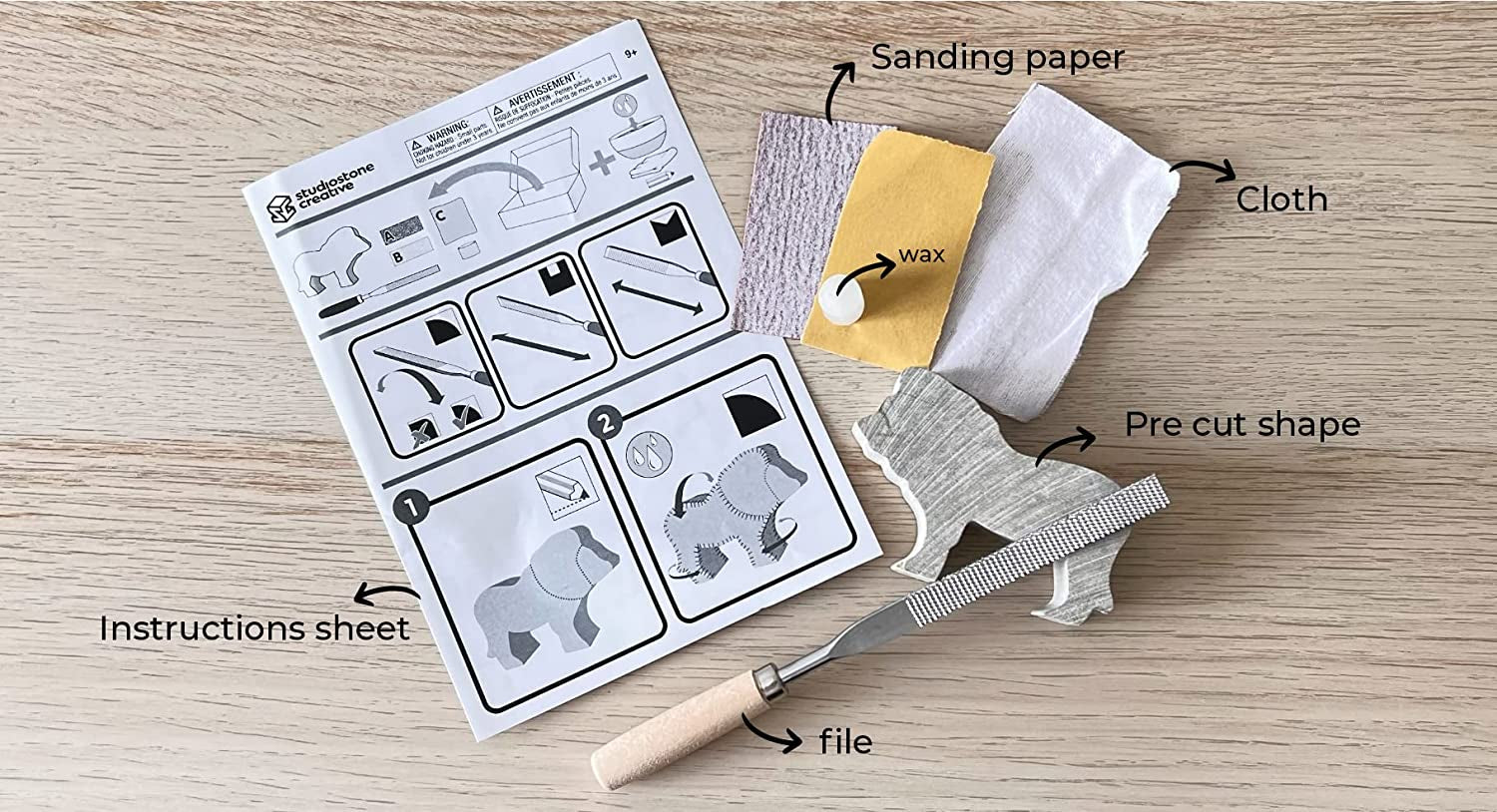 DIY Arts & Crafts Carving Kit Kids Adults Bear Sculpture Soapstone