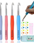 39Pcs Crochet Hooks,12 Sizes Crochet Hooks Set,Crochet Hooks Ergonomic Soft Grip,Ergonomic Crochet Hooks for Arthritic Hands(2Mm-8Mm)