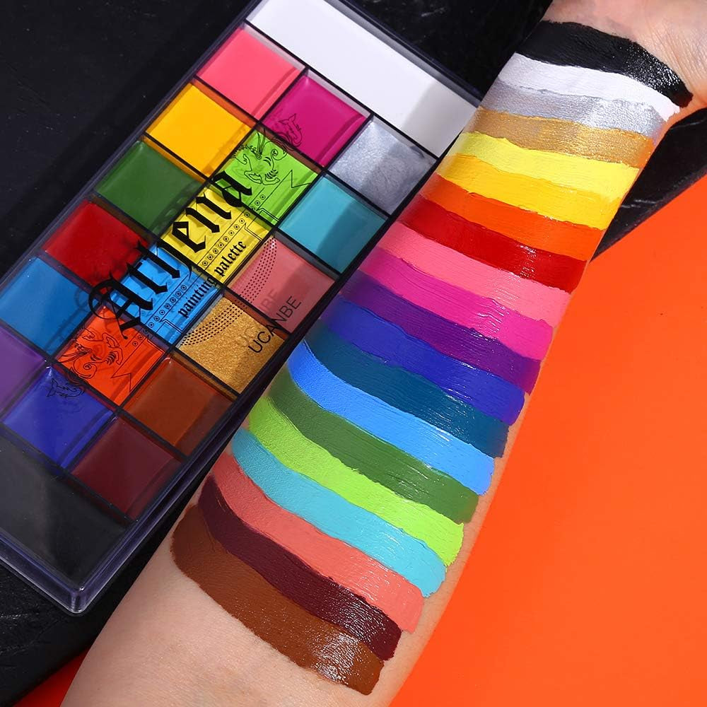 Athena Face Body Paint Oil Palette, Professional Flash Non Toxic Safe Tattoo Halloween FX Party Artist Fancy Makeup Painting Kit for Kids and Adult