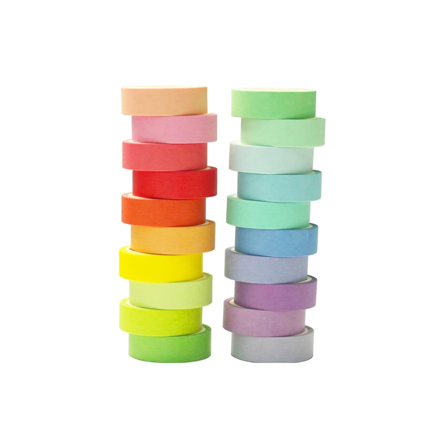Washi Tape Set 20 Rolls - 15 Mm Rainbow Colors Washi Masking Tape Decorative Tape for Bullet Journal, Planner, DIY Arts Crafts, Scrapbooking, Holiday Decoration