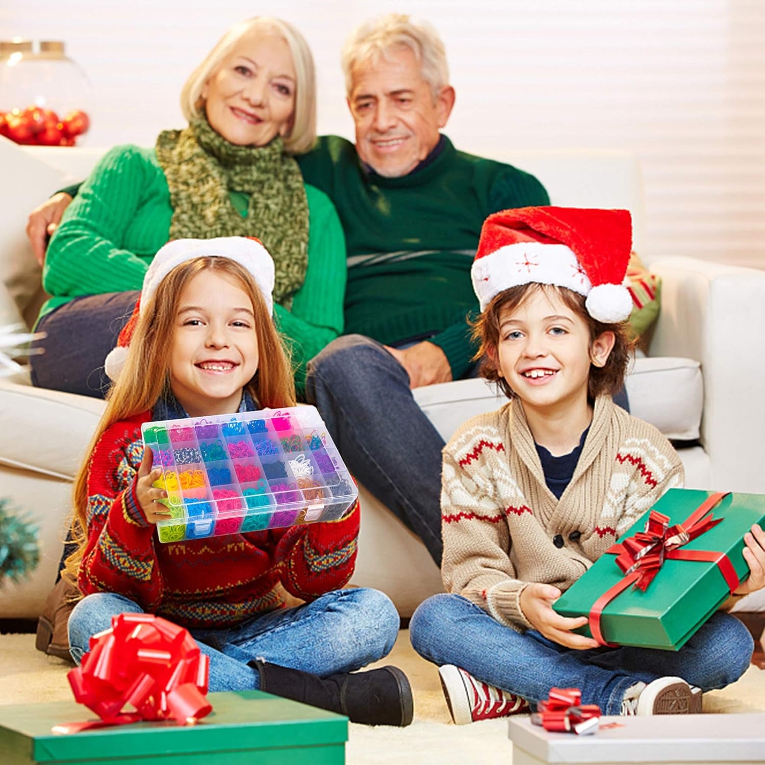 18,980+ Rubber Bands Refill Loom Kit, 37 Colors Loom Bands, 600 S-Clips, 252 Beads, Tassels, 10 Backpack Hooks, Crochet Hooks and ABC Stickers