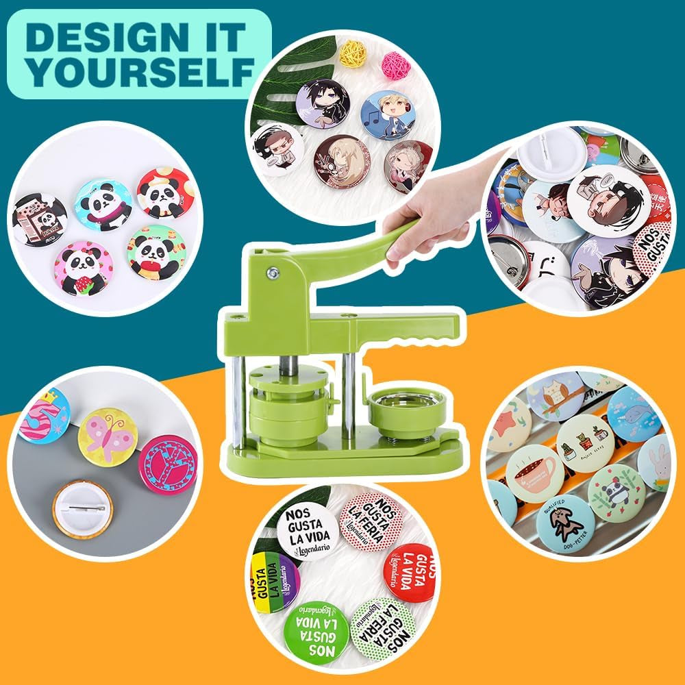 Button Maker Machine 58Mm - (3Rd Gen) Installation-Free 58Mm(2.25In) DIY Pin Badge Button Maker Press Machine Badge Punch Press with Free 100Pcs Button Parts&amp;Pictures&amp;Circle Cutter&amp;Magic Book