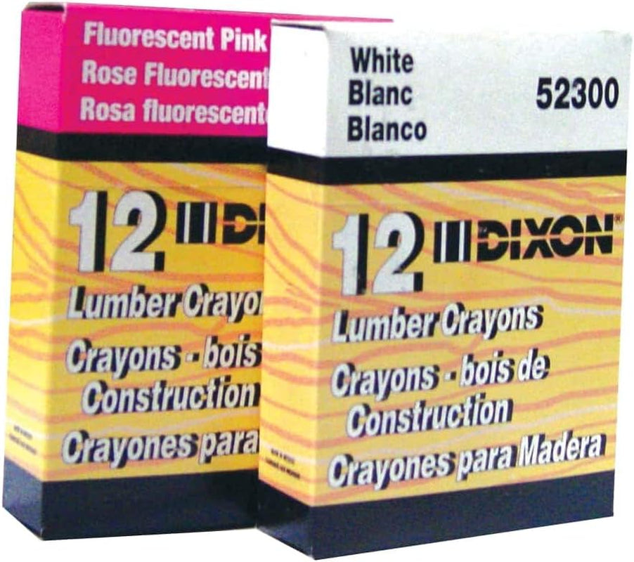 52600 Lumber Marking Crayons, Fluorescent Pink, 12-Pack