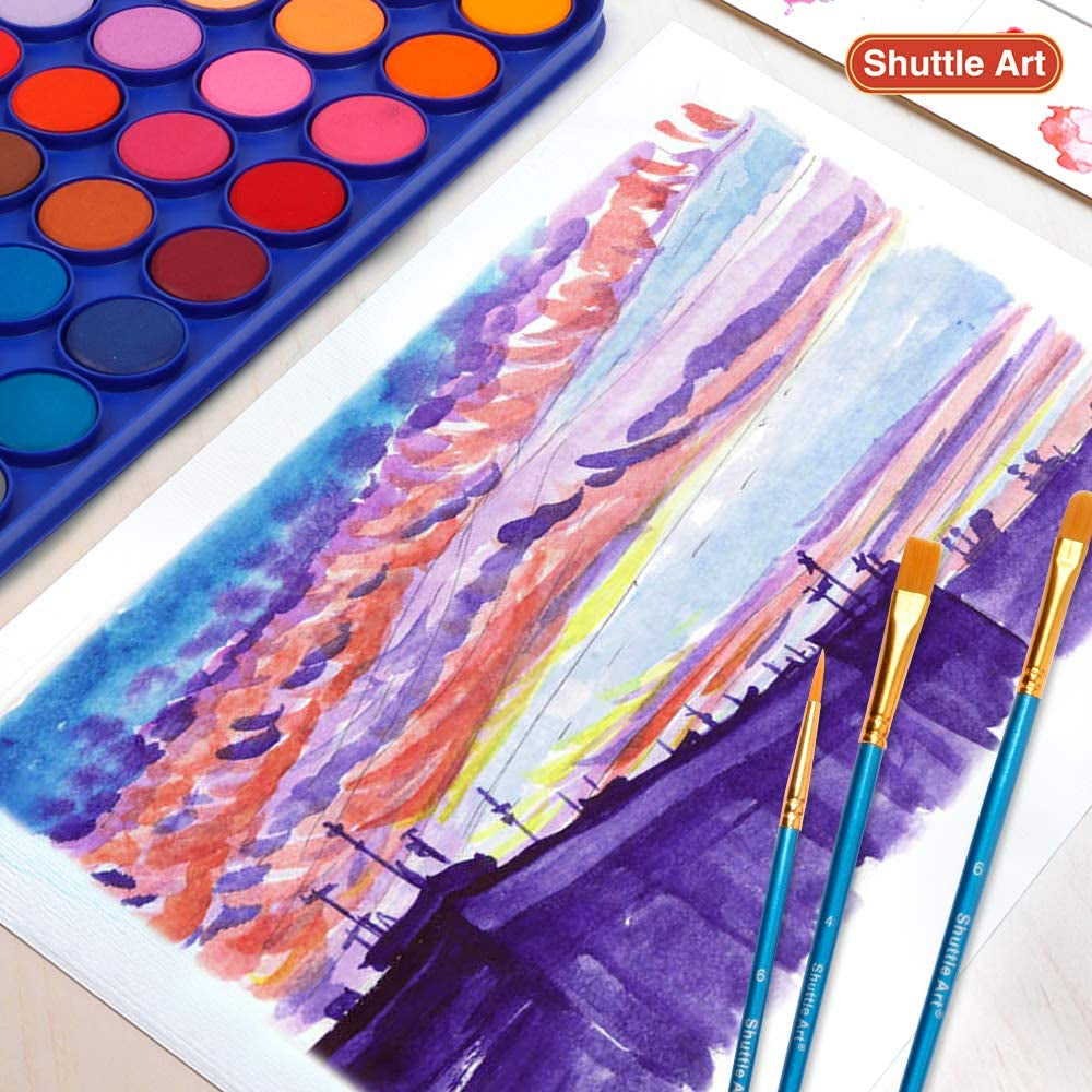 43 Pack Watercolor Paint Set, 36 Colors Watercolor Paint Pan Set with 6 Brushes and 1 Watercolor Pad for Beginners, Artists, Kids & Adults Watercolor Painting, Bullet Journal, Calligraphy