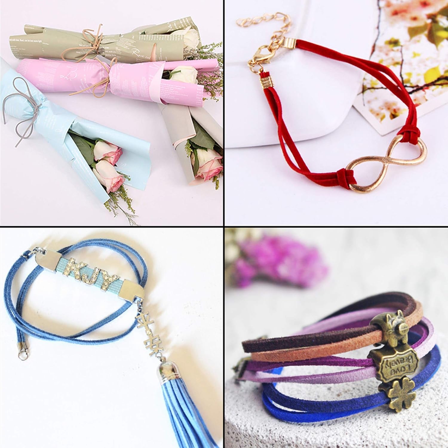 66 Yards 60 Colors Suede Cord Jewelry Making Kit with Cord Ends, Jump Rings and Lobster Clasps, Faux Leather Cord String Thread for Bracelet/Necklace/Dream Catcher/Beading and DIY Crafts