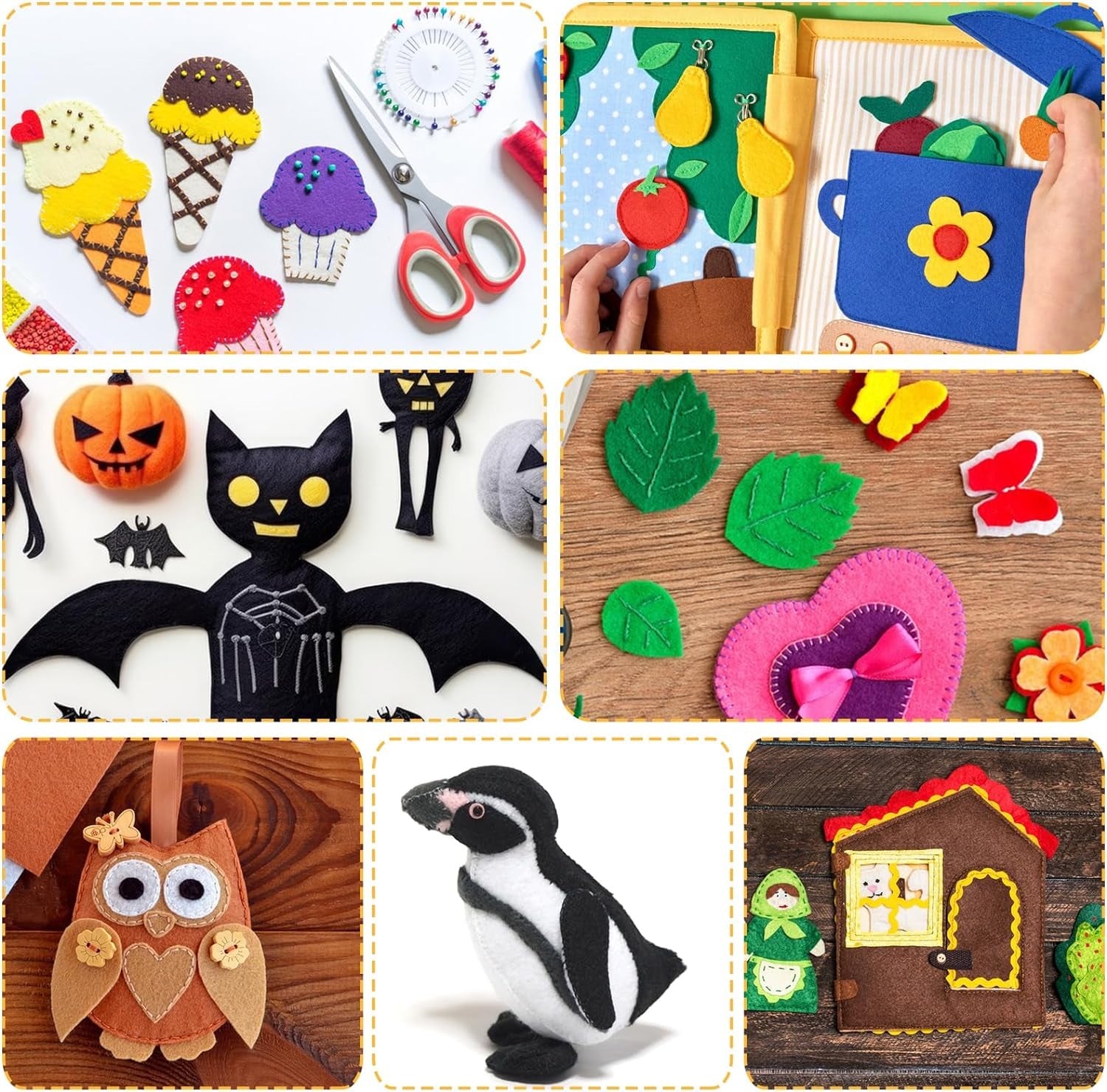 Felt Sheets for Crafts 9PCS 11.8 * 7.9In Wool Stiff Felt Sheets Soft Fabric Skin Felt DIY Patchwork Rug Arts and Crafts Fabric Pieces (Black+White+Gray)