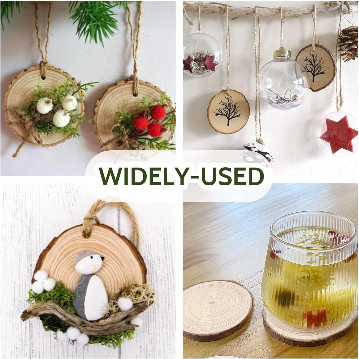 2.3-3.1 Inches Natural Wood Slices Set for Crafts - 25Pcs round Wood Discs with Pre-Drilled Hole for DIY Projects, Christmas Ornaments and Wedding Decoration