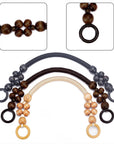 6Pcs Wooden Beaded Bag Handles, 3 Colors Purse Handles Nylon Rope Purse Straps Replacement Bag Handles U-Shape Purse Handles for Bag Making Shoulder Bag Handbag DIY Crochet Bag, 18 Inch