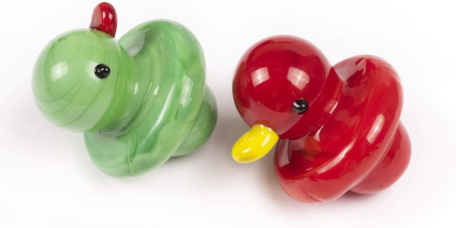 Glass Duck Art Tube Cover, 2Pcs (Red and Green)，With Cleaning Brush.