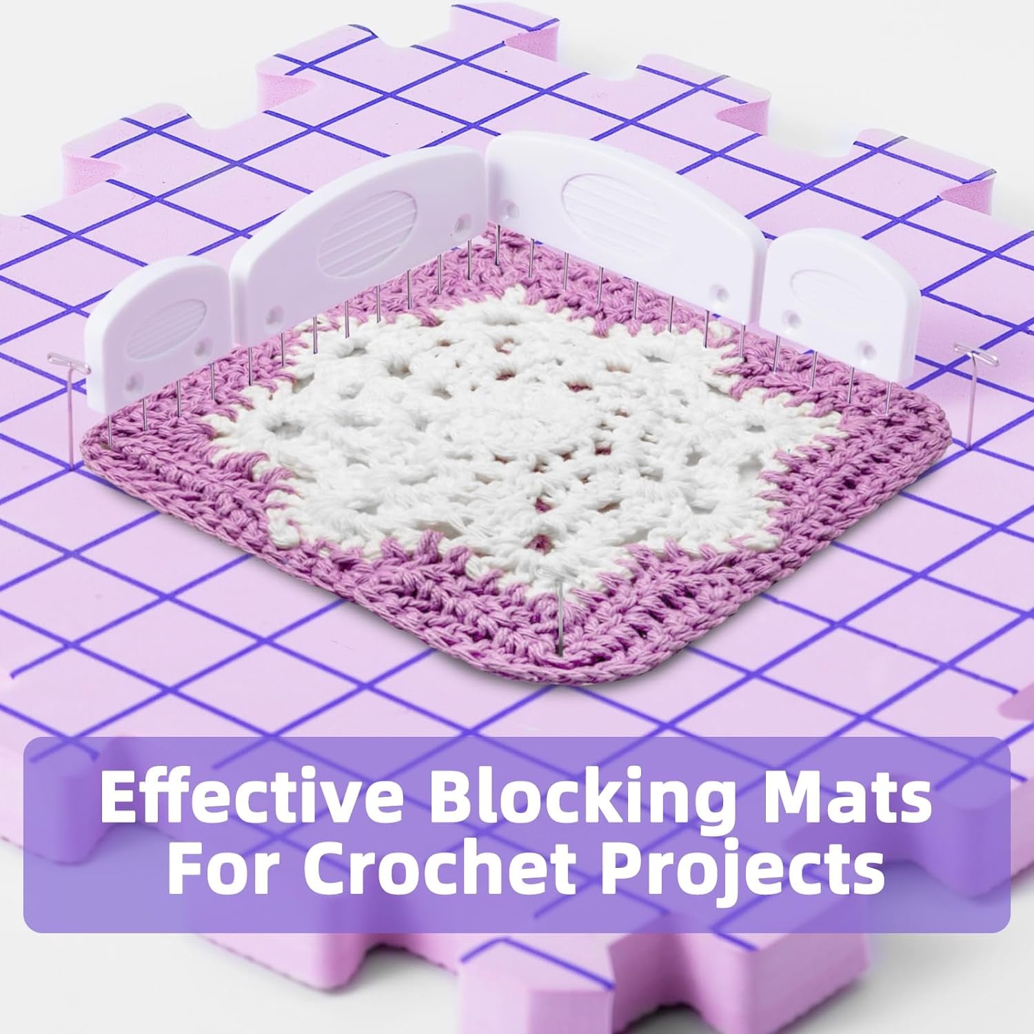 Blocking Mats for Knitting, Extra Thick Crochet Blocking Mats for Crochet Projects, Blocking Mats Boards for Crochet Projects with 150 T-Pins and Storage Bag for Knitting Supplies