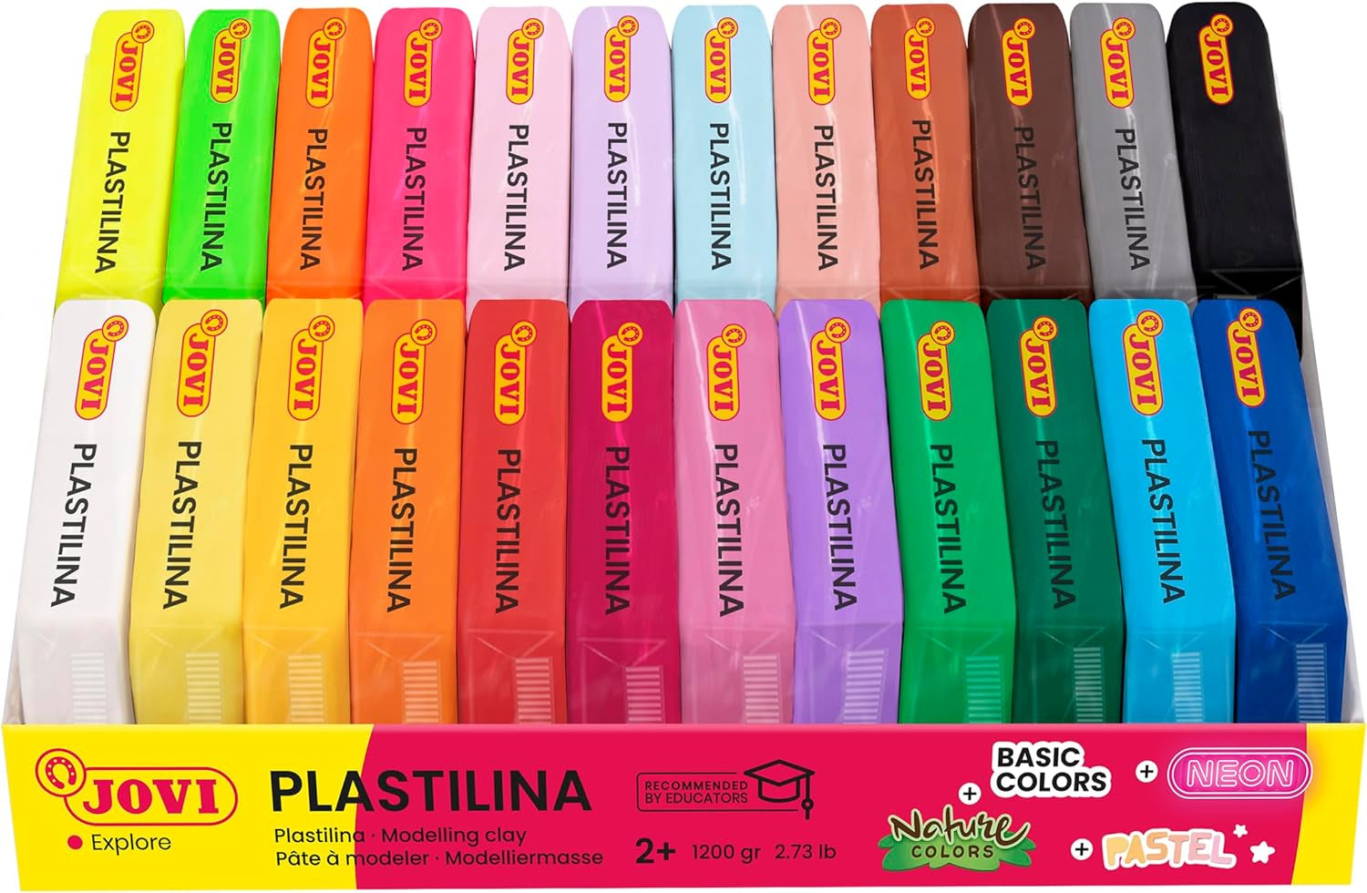 - Plastilina Pack, Reusable and Non-Drying Modeling Clay, Set of 24 1.75 Oz Bars, Vegetable-Based, 24 Colors Assortment, Gluten-Free, Non-Toxic, for Home and School Use (Amazon Exclusive)