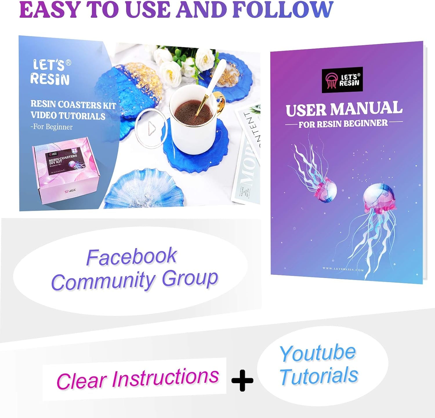 Epoxy Resin,Resin Coaster Molds Kit,16Oz Resin Starter Kit for Beginners,Include Epoxy Resin,Coaster Molds, and Mica Powder for Resin Casting, Ideal Christmas Gift Set