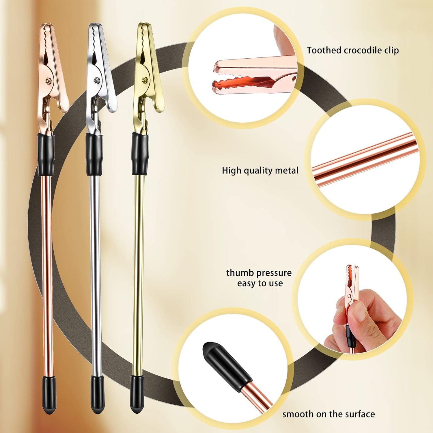 Bracelet Tool Jewelry Helper Hand Bracelet Helpers Fastening and Hooking Equipment for Jewelry Bracelet Necklace Watch Clasps Zipper Valentine'S Gift 6.1 Inch, Gold Silver and Rose Gold (6 Pieces)