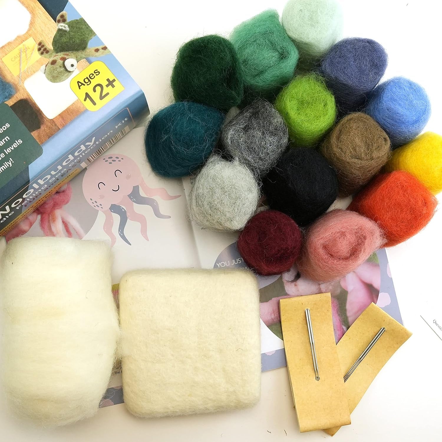 Needle Felting Kit, Sea Animals, Felting Kits for Beginners Adults and Kids, Needle Felting Kit for Beginners, Felting Supplies Inc, Wool Roving, Felting Needles, Felting Pad, Instruction