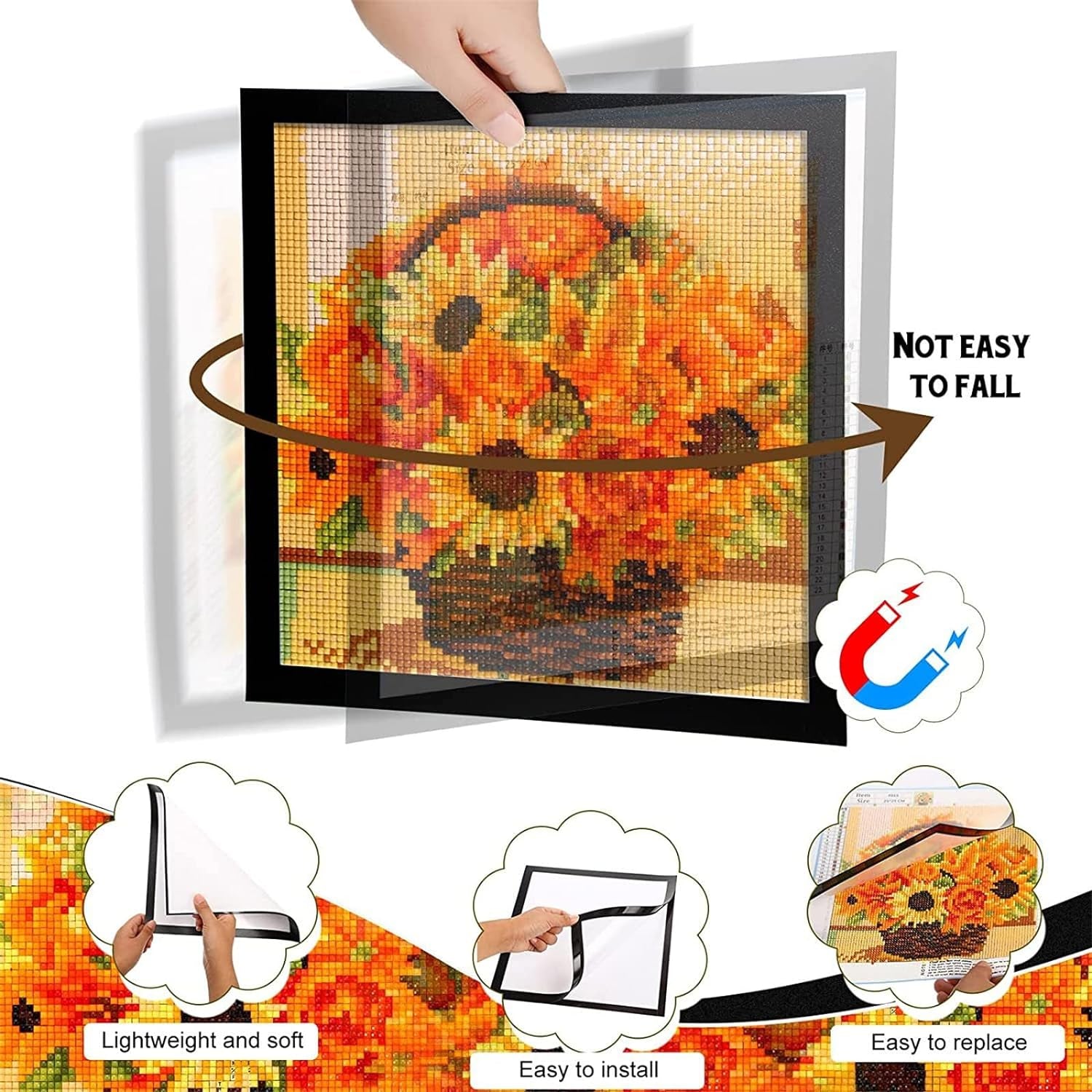 Diamond Painting Frames 12X16In/30X40Cm, Magnetic Diamond Art Frame Self-Adhesive (4 Pack)