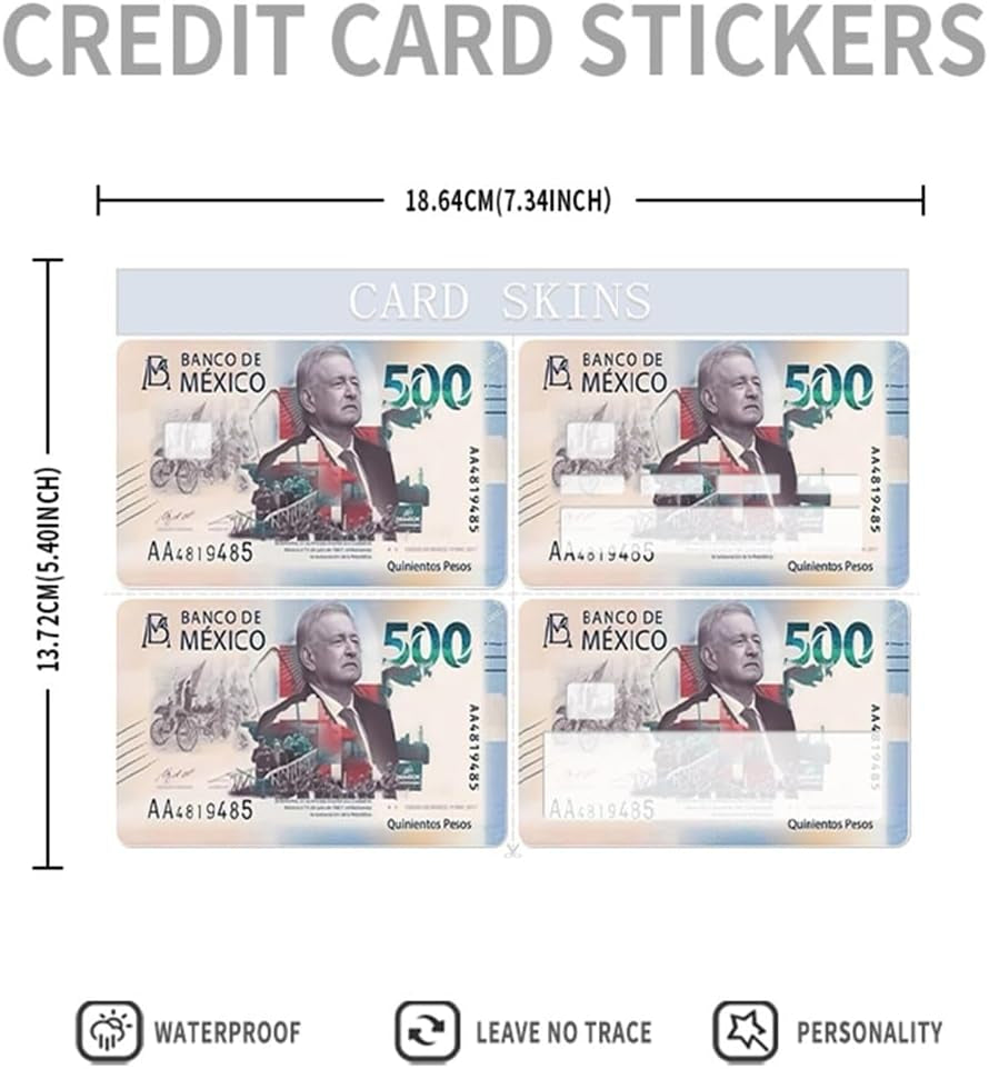 Credit Card Sticker Small Chip Debit Card Skin Cover Mexican Bank Card Transportation, Key, Debit, Credit Card Skin Removeable (500-3)