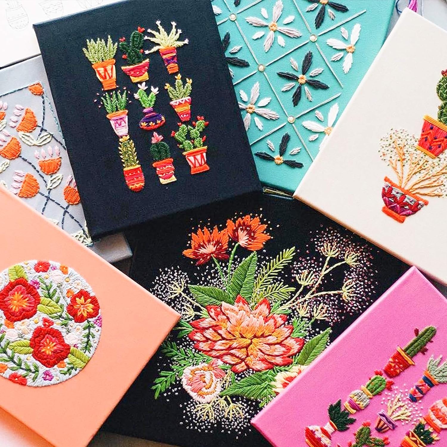 Embroidery Floss 50 Skeins Cross Stitch Thread Rainbow Color Friendship Bracelets Crafts Floss with 12 Pcs Floss Bobbins and 1 Pcs Needle-Threading Tool